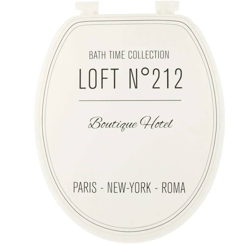 Tendance - Abattant wc 18 pouces mdf couvercle design imprime et attaches plastique - neo retro blanc New