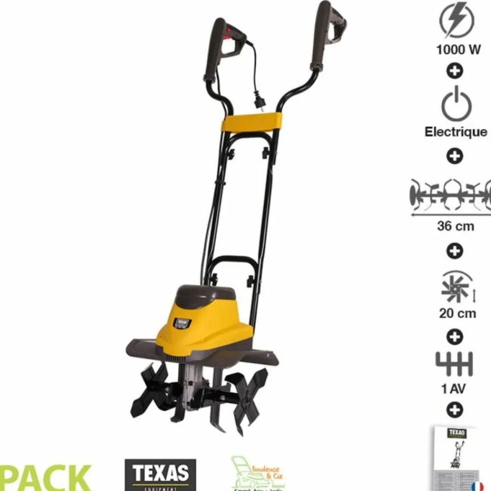 Texas Scarificateurs Et Motoculteurs | - Motobineuse électrique 1000 watts largeur travail 36cm eltex1000