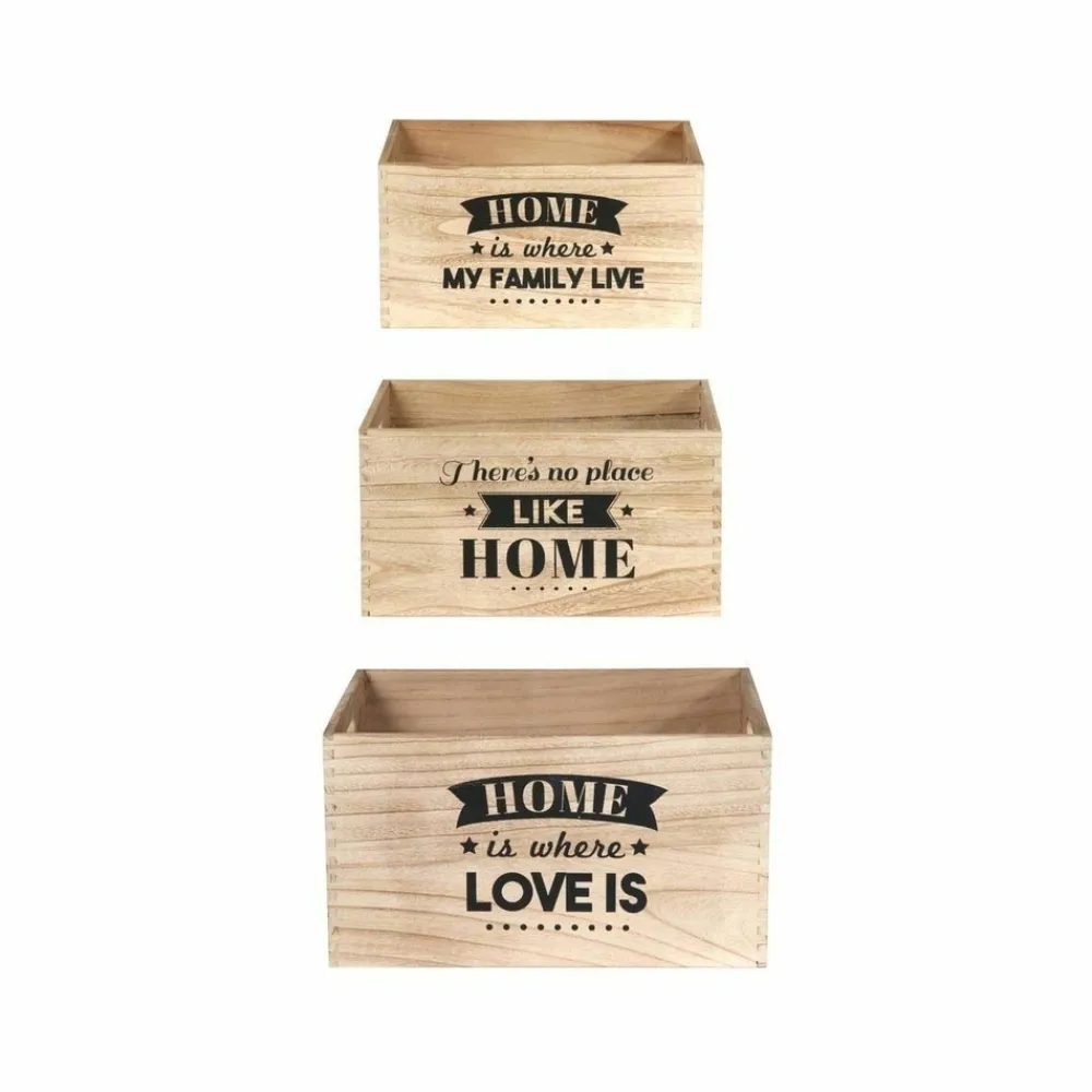 The Home Deco Factory Décoration Créative | - Caisse en bois empilables home (lot de 3)