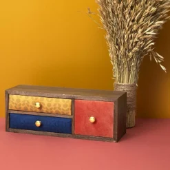 The Home Deco Factory Décoration Créative | - Petit rangement 3 tiroirs en velours coloré