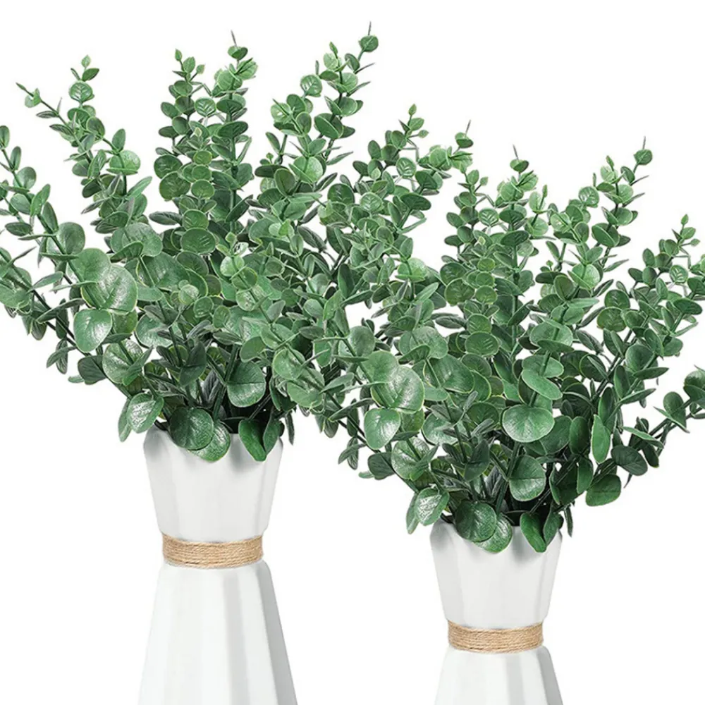 NA Plantes Artificielles | Tige de feuille d'eucalyptus artificielle - vert foncé