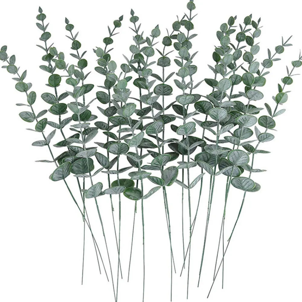 NA Plantes Artificielles | Tige de feuille d'eucalyptus artificielle - vert foncé