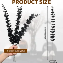 NA Plantes Artificielles | Tige de feuille d'eucalyptus artificielle - vert foncé