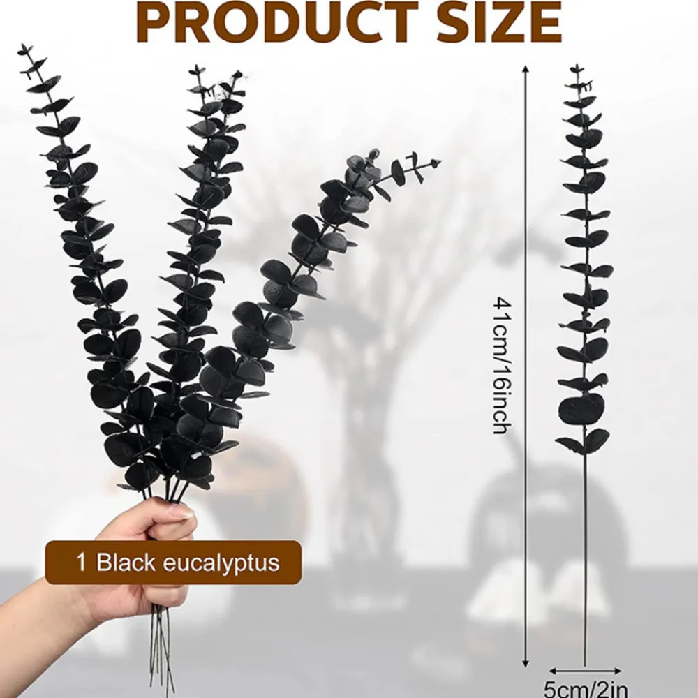 NA Plantes Artificielles | Tige de feuille d'eucalyptus artificielle - vert foncé