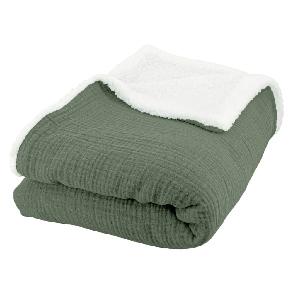 Tisseray - - plaid sherpa et gaze de coton Outlet