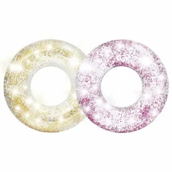 Toilinux - 2 bouées gonflables glitter - diam. 119 cm - rose et doré Online