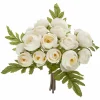 Toilinux - Lot 2x bouquet artificiel de 18 camélia - h. 30 cm - blanc New