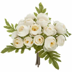 Toilinux - Lot 2x bouquet artificiel de 18 camélia - h. 30 cm - blanc New