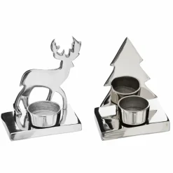Toilinux Bougies, Senteurs Et Bien-Être | - 2 photophores de noël design métal terre sauvage - argent