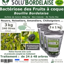 Tout Pour Les Nuisibles Traitement Et Pulvérisation | - Solu'bordelaise - 3 kg de bouillie bordelaise - bactériose des fruits à coque - utilisable agriculture biologique - 3 sachets de 1kg