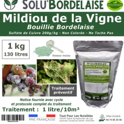 Tout Pour Les Nuisibles Traitement Et Pulvérisation | - Solu'bordelaise - 1 kg de bouillie bordelaise - mildiou de la vigne - utilisable agriculture biologique