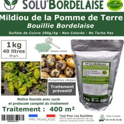Tout Pour Les Nuisibles Traitement Et Pulvérisation | - Solu'bordelaise - 1 kg de bouillie bordelaise - mildiou de la pomme de terre- utilisable agriculture biologique