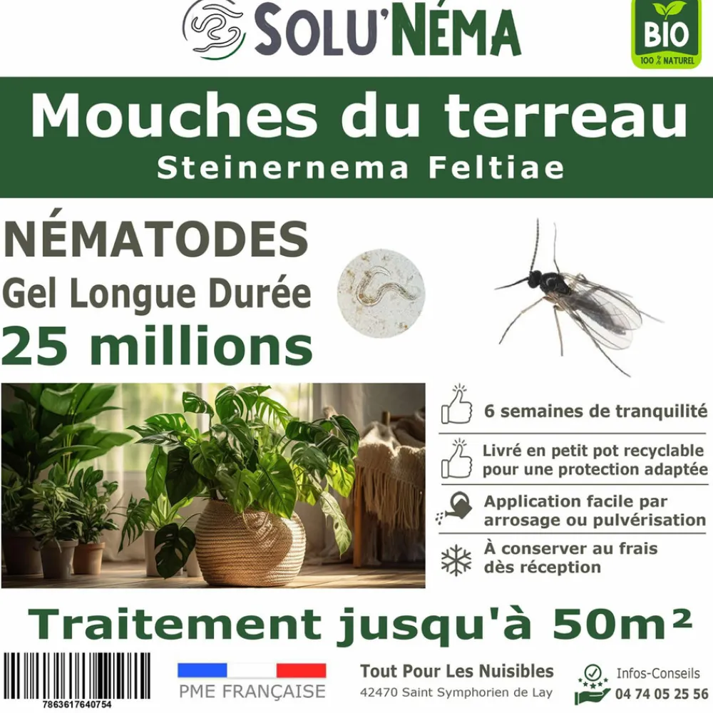 Tout Pour Les Nuisibles - Solunéma - nématodes - mouches du terreau 25 millions nématode sf