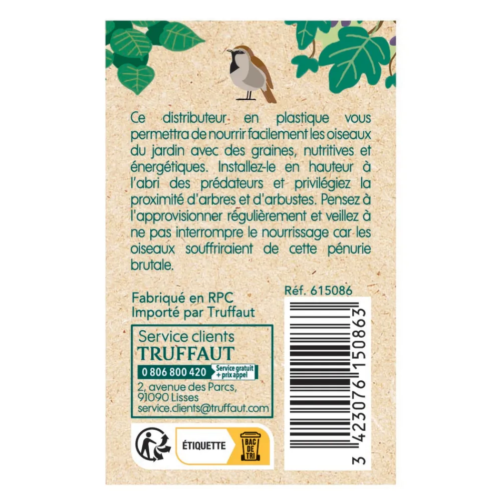 Truffaut Biodiversité TRUFFAUT BIODIVERSITÉ - Distributeur de graines Oxygène en plastique pour oiseaux Discount