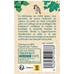 Truffaut Biodiversité Oiseaux Du Jardin | TRUFFAUT BIODIVERSITÉ - Distributeur de boules de graisse Treille en métal pour oiseaux