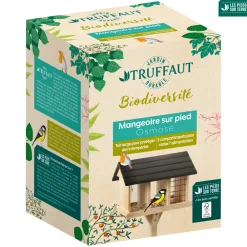Truffaut Biodiversité TRUFFAUT BIODIVERSITÉ - Mangeoire sur pied Osmose en bois pour oiseaux du jardin L.37xH.113cm Clearance