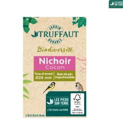 Truffaut Biodiversité TRUFFAUT BIODIVERSITÉ - Nichoir Cocon en pin naturel pour mésanges - L.15 x l.15 x H.16 cm Sale