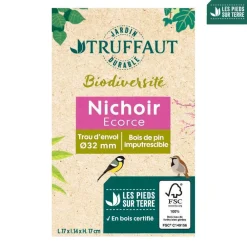 Truffaut Biodiversité TRUFFAUT BIODIVERSITÉ - Nichoir Ecorce pour oiseaux du jardin - L.17 x l.14 x H.17 cm