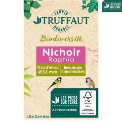 Truffaut Biodiversité Oiseaux Du Jardin | TRUFFAUT BIODIVERSITÉ - Nichoir Raphia pour oiseaux du jardin - L.12 x l.12 x H.16 cm