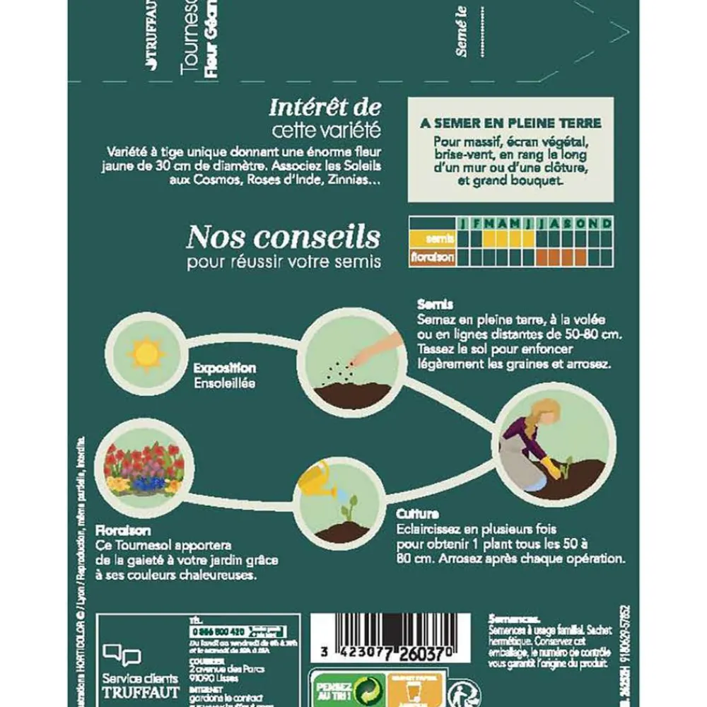 Truffaut Graines De Fleurs | - Tournesol géant