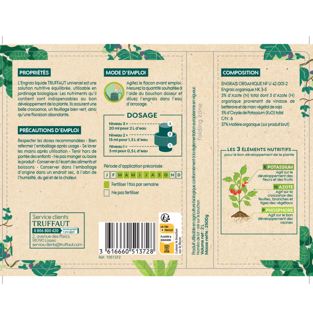 Truffaut UAB - Engrais liquide Truffaut universel 2 L