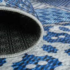Unamourdetapis Objets De Décoration | - Tapis de cuisine 80x120 lyn11 6men bleu, facile d'entretien