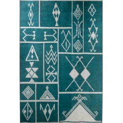 Unamourdetapis Objets De Décoration | - Tapis de cuisine 80x120 lyn11 etnik vert, facile d'entretien