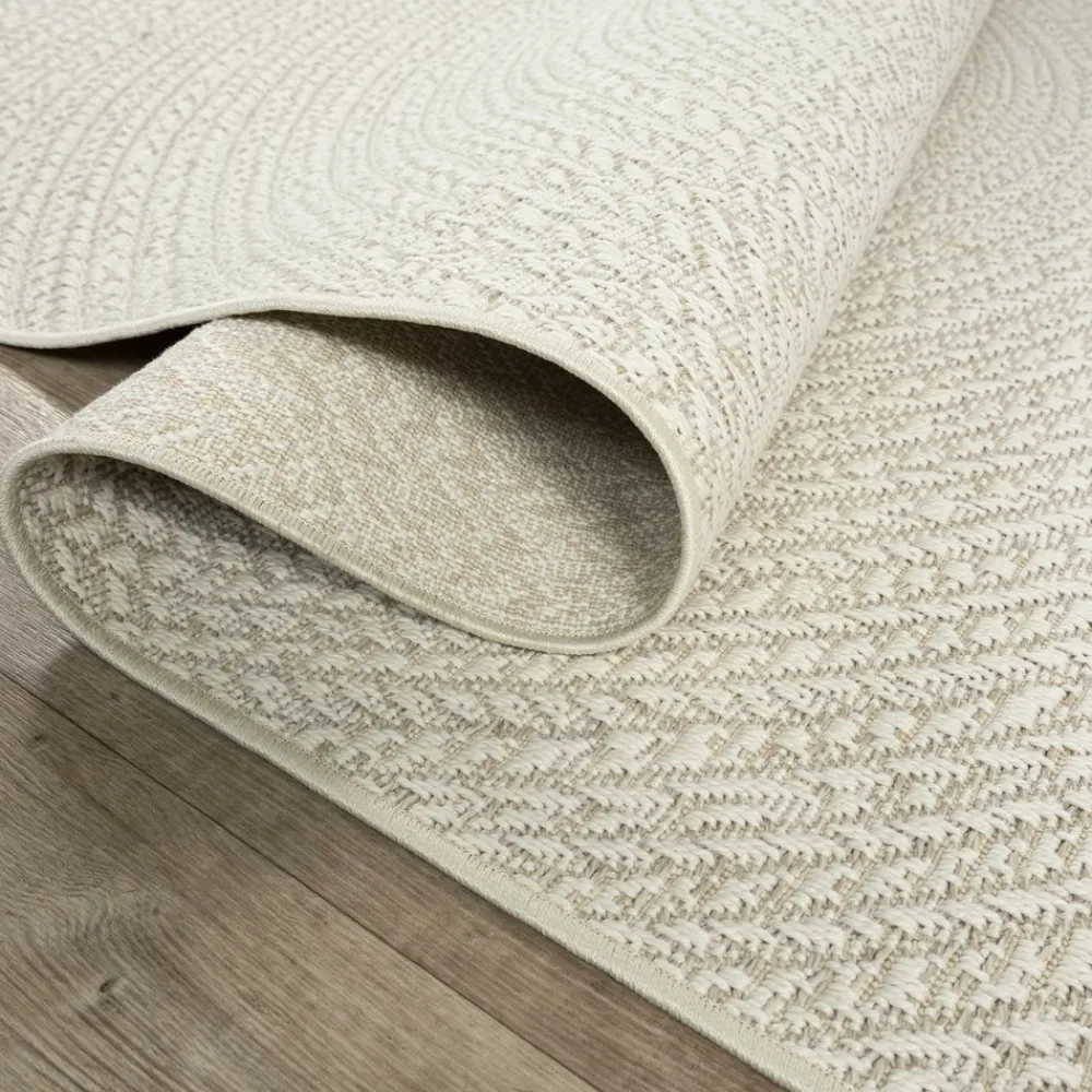 Unamourdetapis - Tapis extérieur intérieur rond ø120 lyn13 rezy aspect jute motif rond ton sur ton Best
