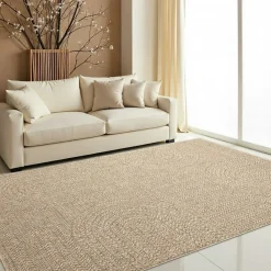 Unamourdetapis Coussins Extérieurs Et Accessoires | - Tapis extérieur intérieur 240x340 lyn13 reza aspect jute motif arc-en-ciel ton sur ton