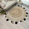 Unamourdetapis Objets De Décoration | - Tapis rond 150x150 rond jt rondi beige , tapis jute artisanal