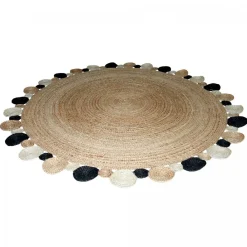 Unamourdetapis Objets De Décoration | - Tapis rond 150x150 rond jt rondi beige , tapis jute artisanal