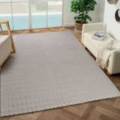 Unamourdetapis - Tapis salon 160x220 lyn9 e crème, tapis ton sur ton moderne Online