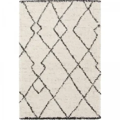 Unamourdetapis - Tapis shaggy 80x150 rectangle tissé noir et crème motif berbère croma 12 Online