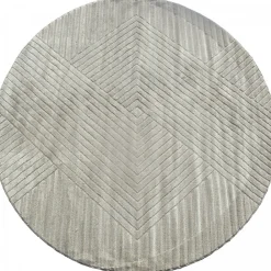 Unamourdetapis Objets De Décoration | - Très grans tapis rond de salon ø240cm lyn9 cernan beige, tapis rond ton sur ton moderne