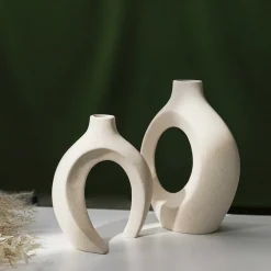 NA Vases Et Coupes | 2 vases en céramique crème boho