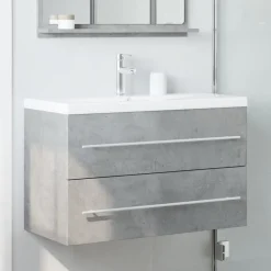 VidaXL - Armoire de lavabo gris béton 80x38,5x48 cm bois ingénierie