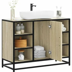 VidaXL - Armoire lavabo de salle de bain chêne sonoma bois d'ingénierie Sale