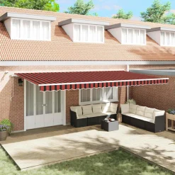 VidaXL Pergolas, Tonnelles, Barnums | - Auvent rétractable orange, brun 600 × 350 cm tissu, métal