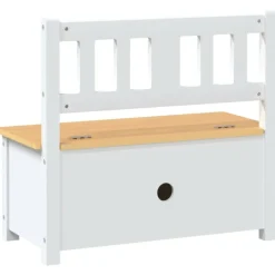 Vidaxl Mobilier Pour Enfants | - Banc de rangement pour enfants blanc et beige 60x30x55 cm mdf
