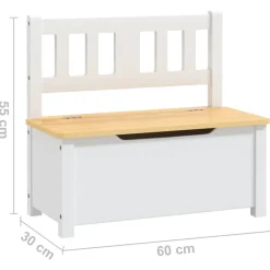 Vidaxl Mobilier Pour Enfants | - Banc de rangement pour enfants blanc et beige 60x30x55 cm mdf