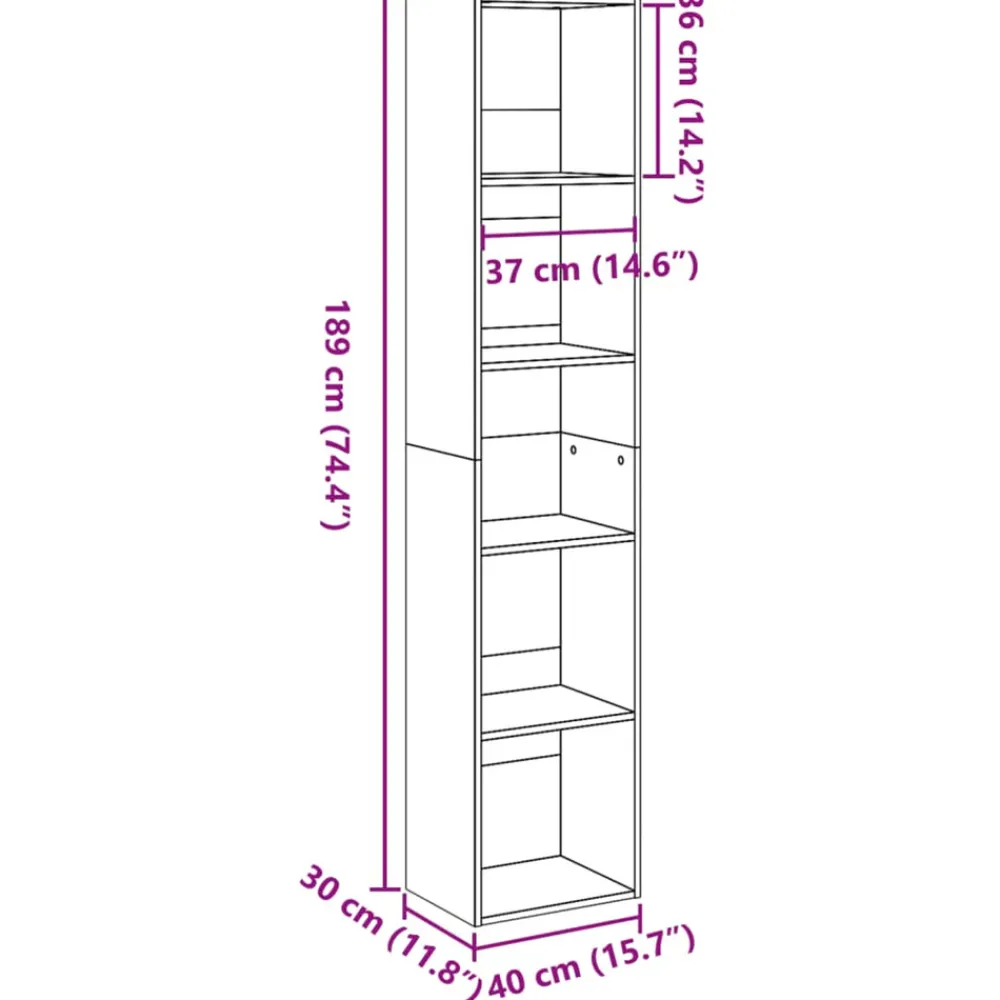 VidaXL - Bibliothèque chêne fumé 40x30x189 cm bois d'ingénierie Sale