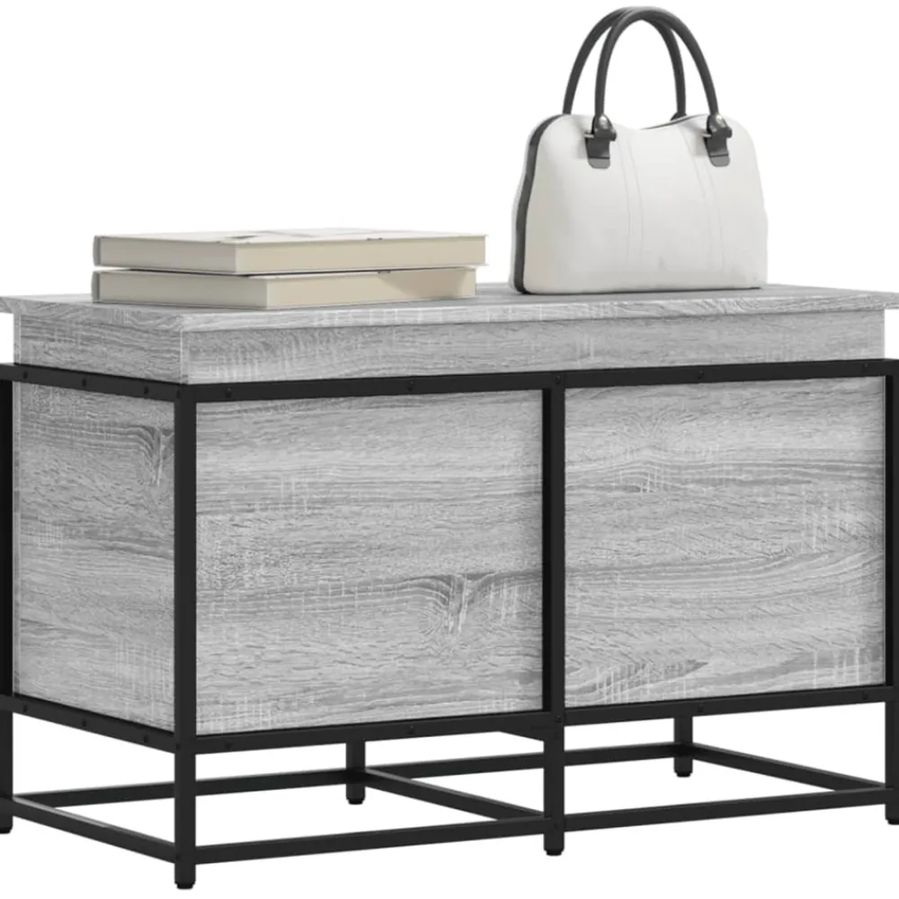 VidaXL Mobilier D'Intérieur | - Boîte de rangement avec couvercle sonoma gris bois d'ingénierie