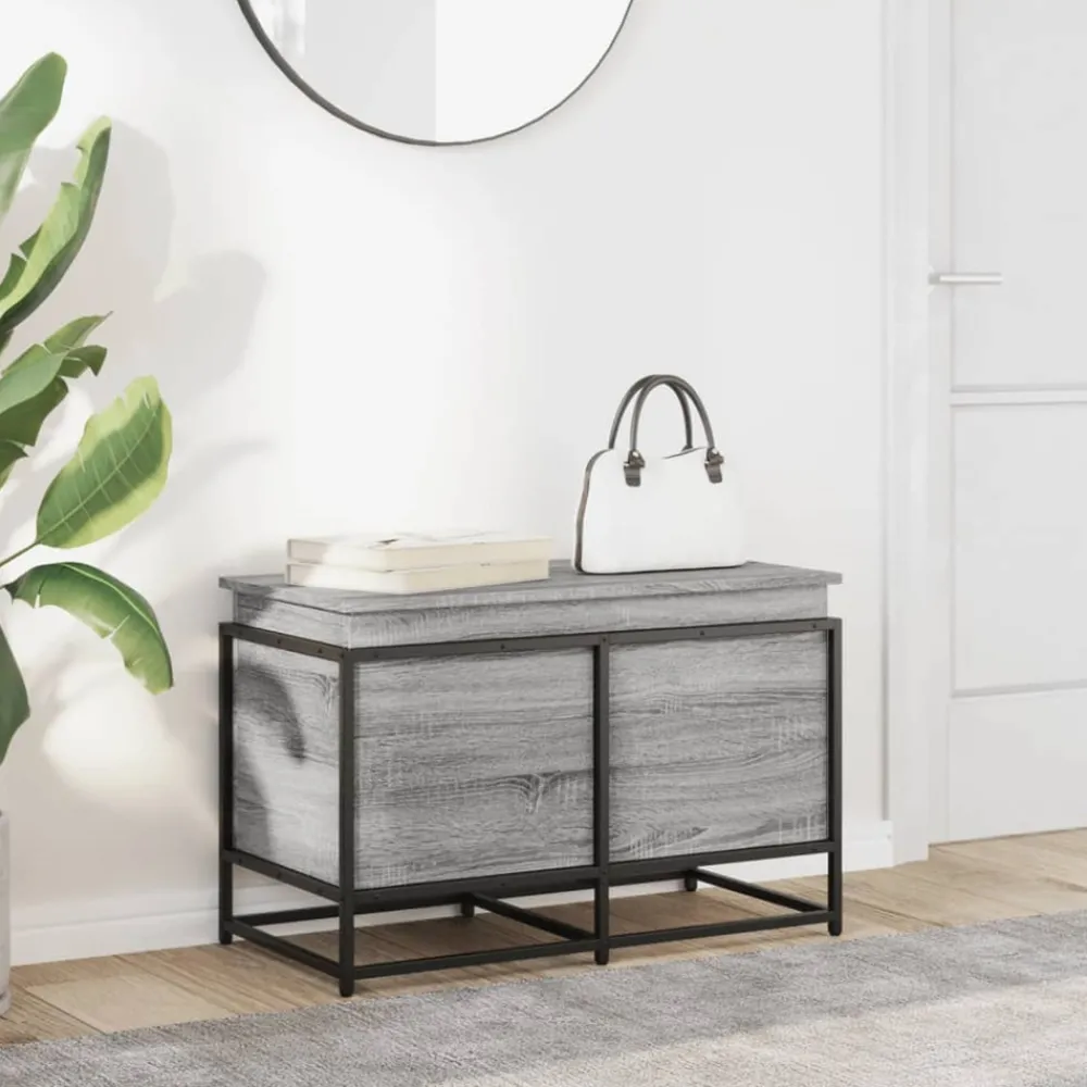 VidaXL Mobilier D'Intérieur | - Boîte de rangement avec couvercle sonoma gris bois d'ingénierie