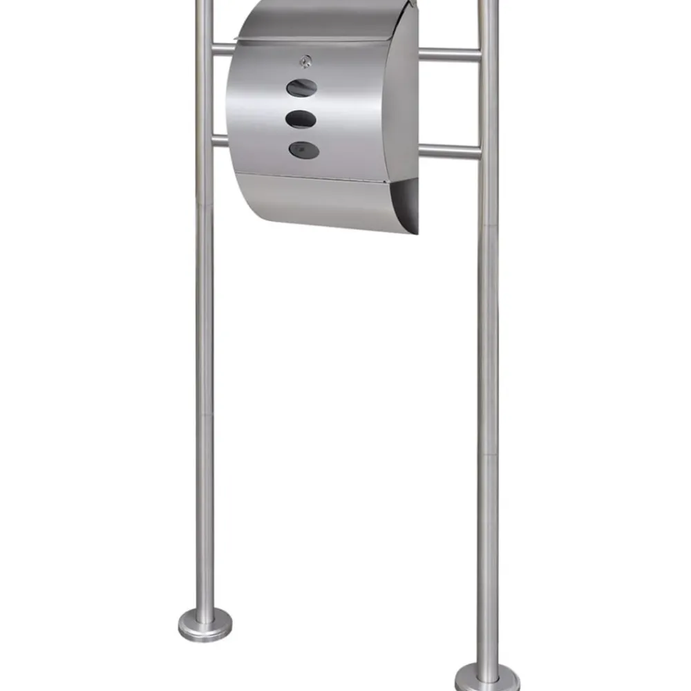 Vidaxl Objets De Décoration | - Boîte à lettre sur support en acier inoxydable