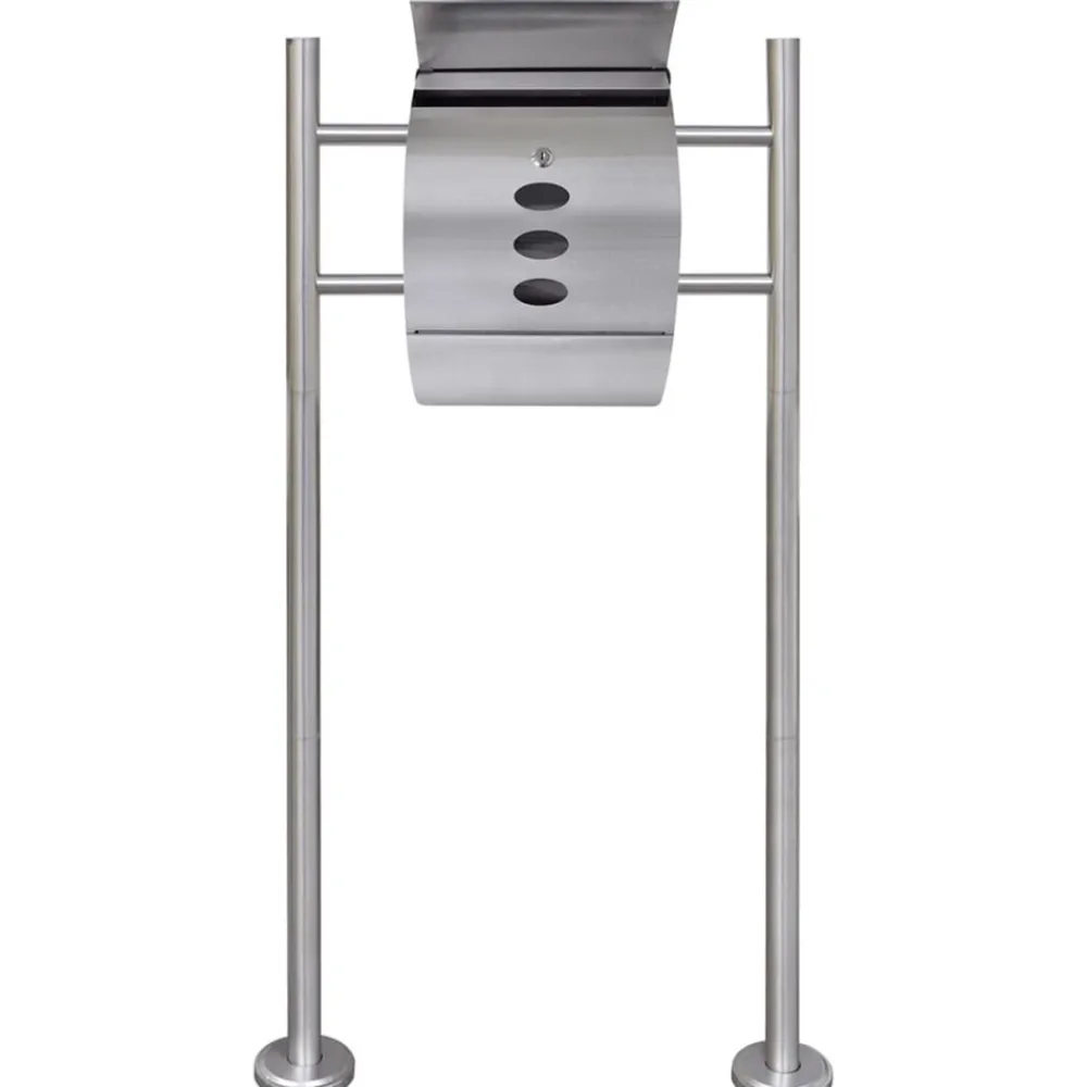 Vidaxl Objets De Décoration | - Boîte à lettre sur support en acier inoxydable
