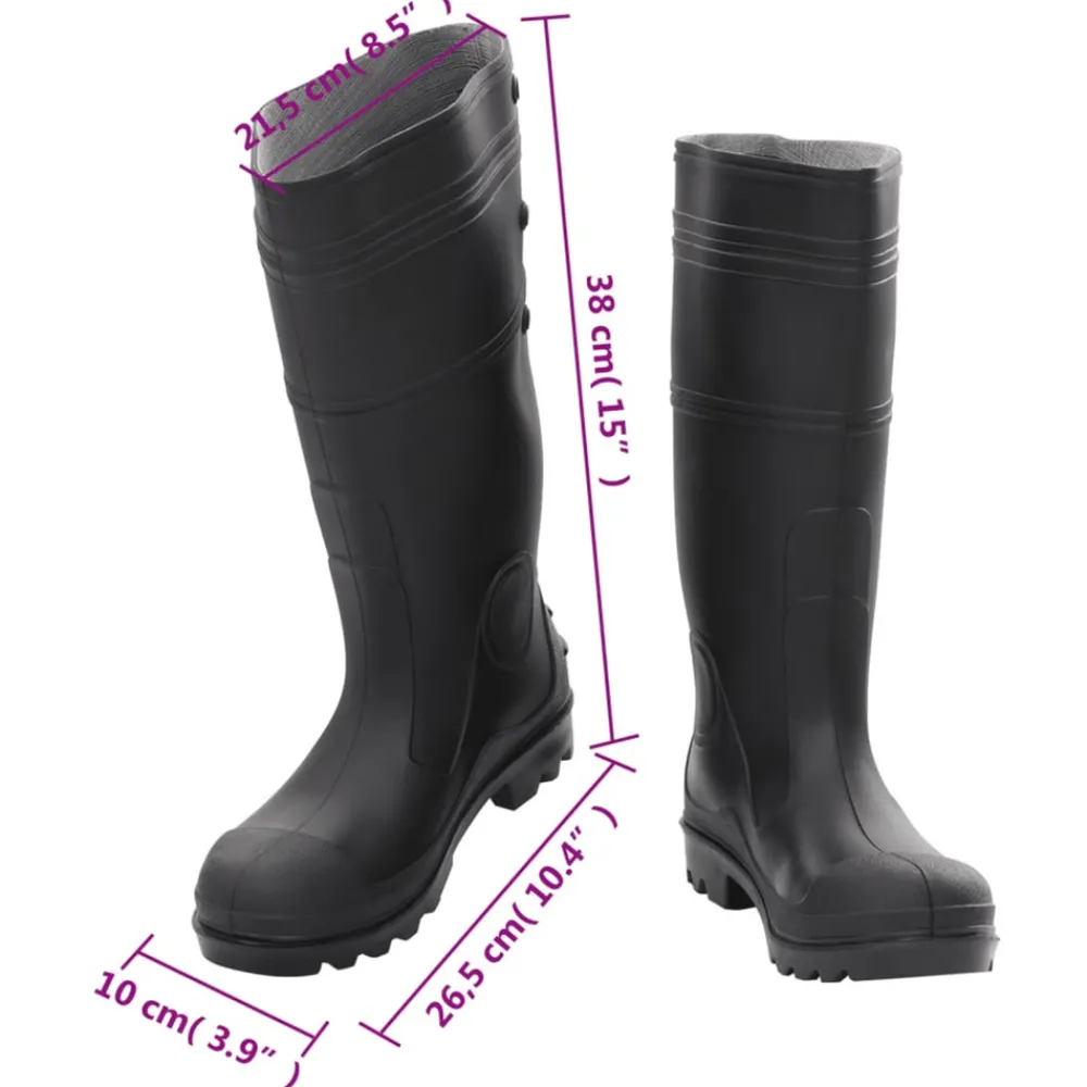 Vidaxl - Bottes de pluie noir taille 39 pvc Outlet