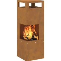VidaXL - Braise marron 35 x 35 x 100 cm acier résistant aux intempéries Online