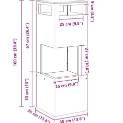 VidaXL - Braise marron 35 x 35 x 100 cm acier résistant aux intempéries Online