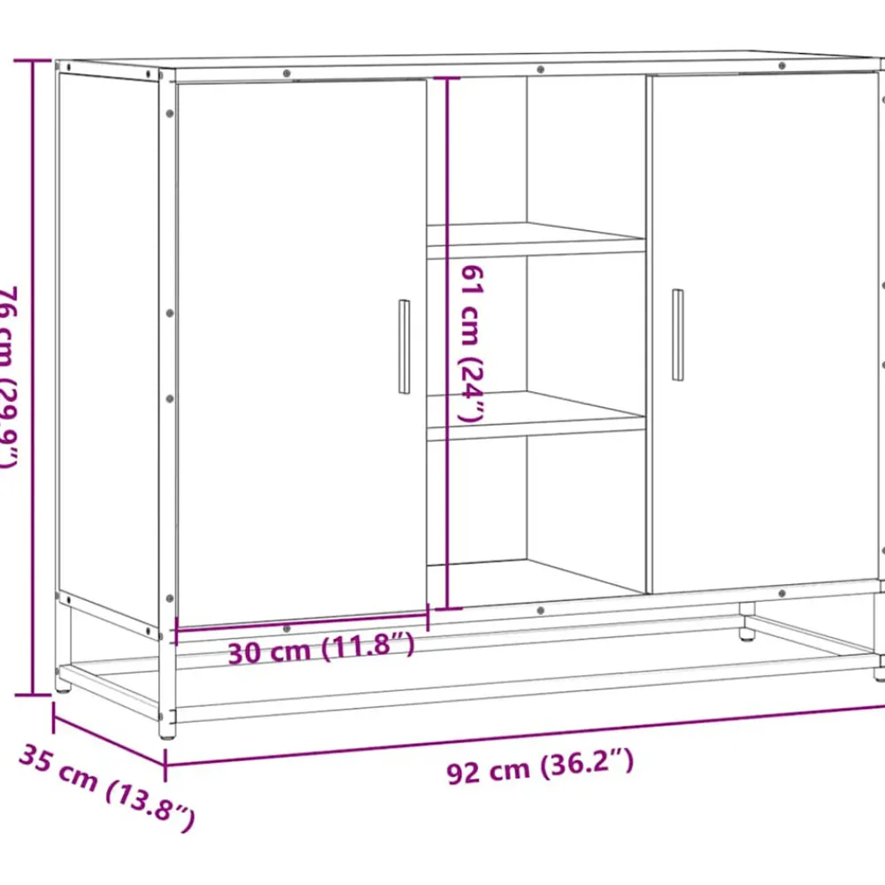 VidaXL Mobilier D'Intérieur | - Buffet chêne fumé 92x35x76 cm bois d'ingénierie