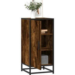 Vidaxl Mobilier D'Intérieur | - Buffet chêne fumé 35,5x35x76 cm bois d'ingénierie et métal